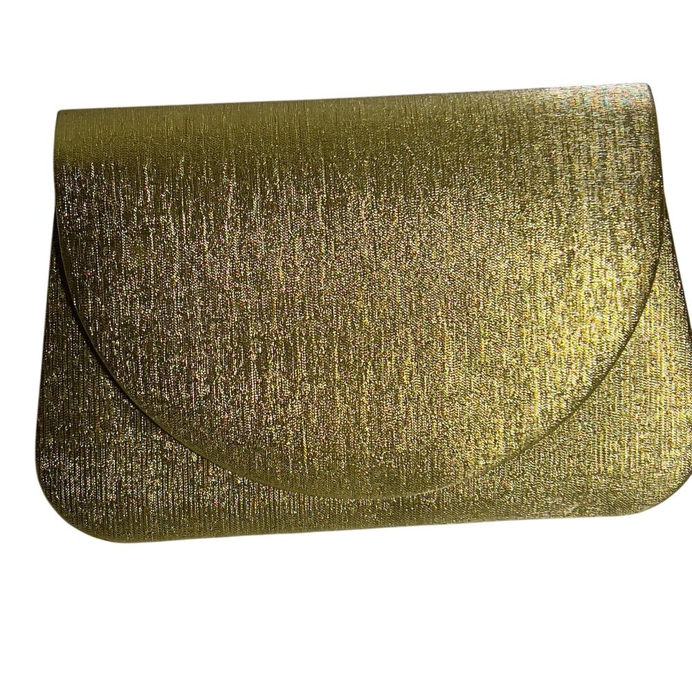 Private Collection Gold Shiny Glittery Evening Bag Holiday Gala Purse Clutch